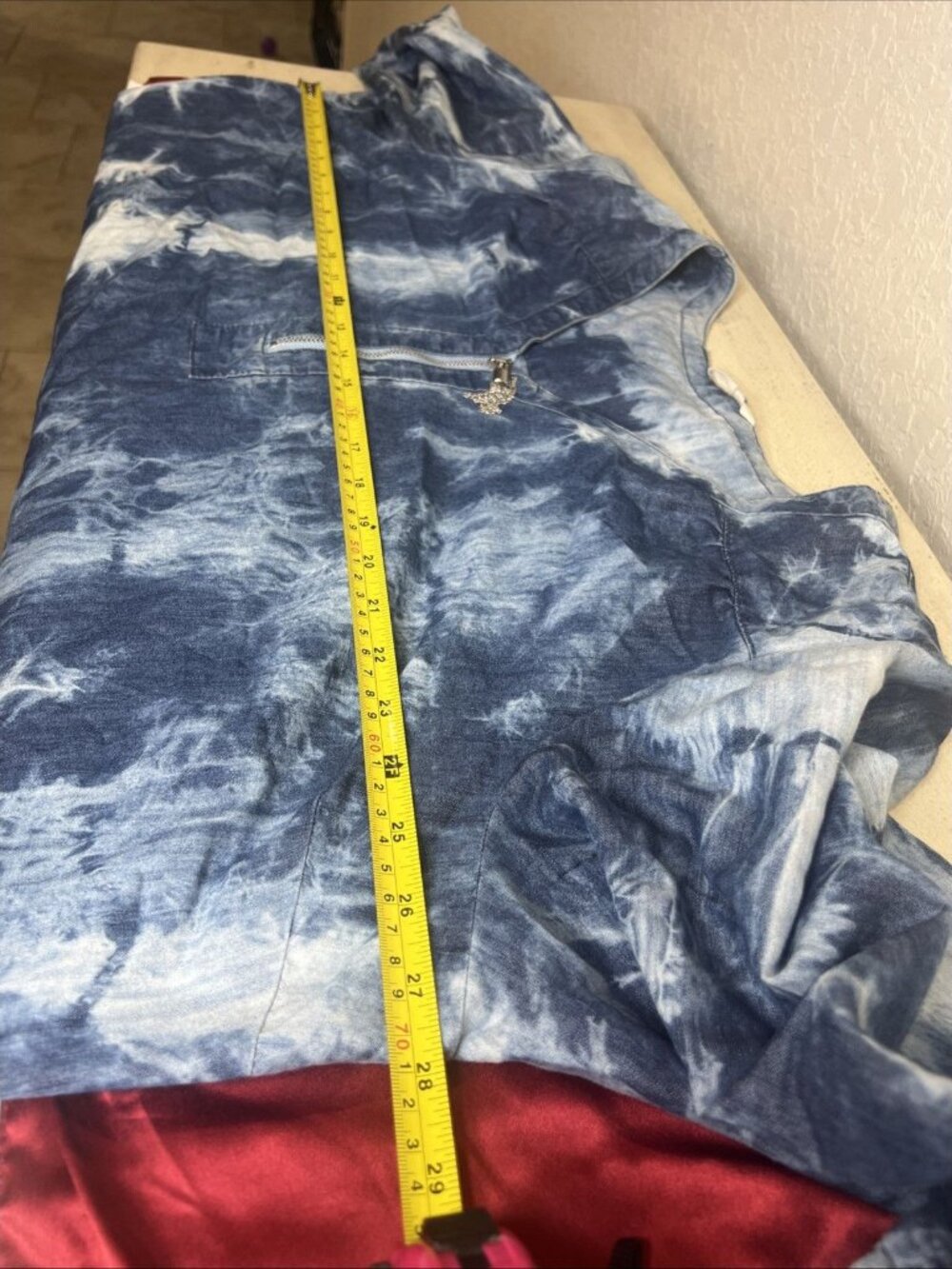 Given Kale Womens Tunic Top Sz 3X Blue Tie Dye Blouse Metal Tassel Zipper Shirt - Picture 7 of 9